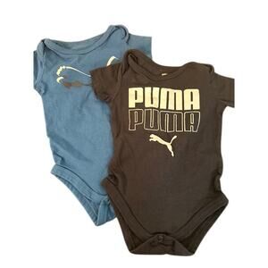 Puma 2 Piece Baby Set Black Blue Logo Bodysuit Bundle Boys 0-3M